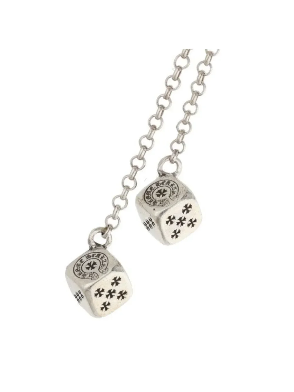 Chrome Hearts Dice Dbl Double Silver Earrings